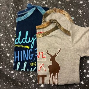 Mossy Oak Navy Baby Tee with Aqua Script & Yellow Fish